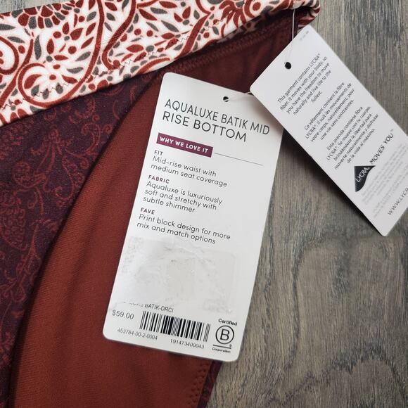 Athleta AquaLuxe Batik Mid Rise Bottom Size Large NWT Bikini Bottom Swim Beach - Picture 5 of 6